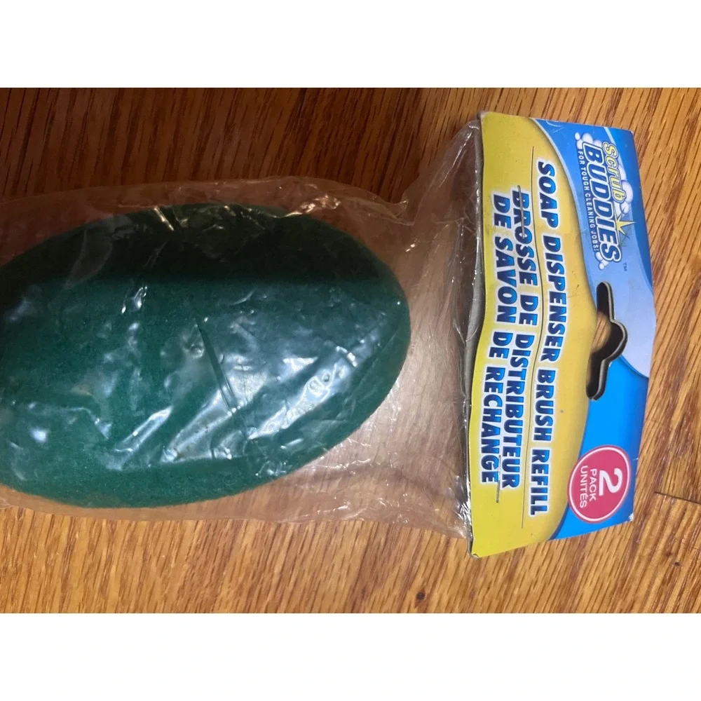 Scrub Buddies Soap Dispenser Brush Refill 2 Pack Green Scouring Sponge Kitchen